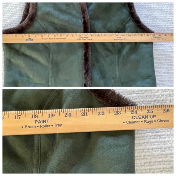 DENIM & COMPANY Green Woman’s Faux Fur Lined Vest Size XL - Picture 11 of 13